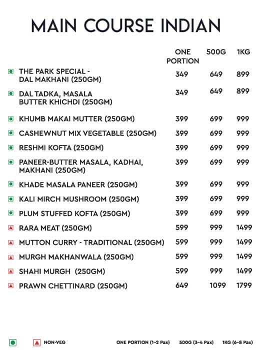 Flying Tonga By The Park menu