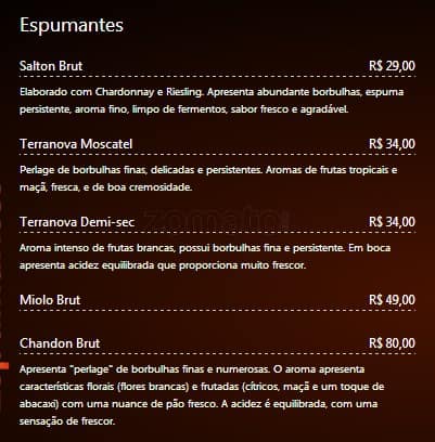 Restaurante Estrela Gaúcha cardápio