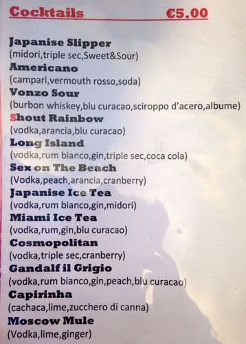 Menu di SHOUTsisters 