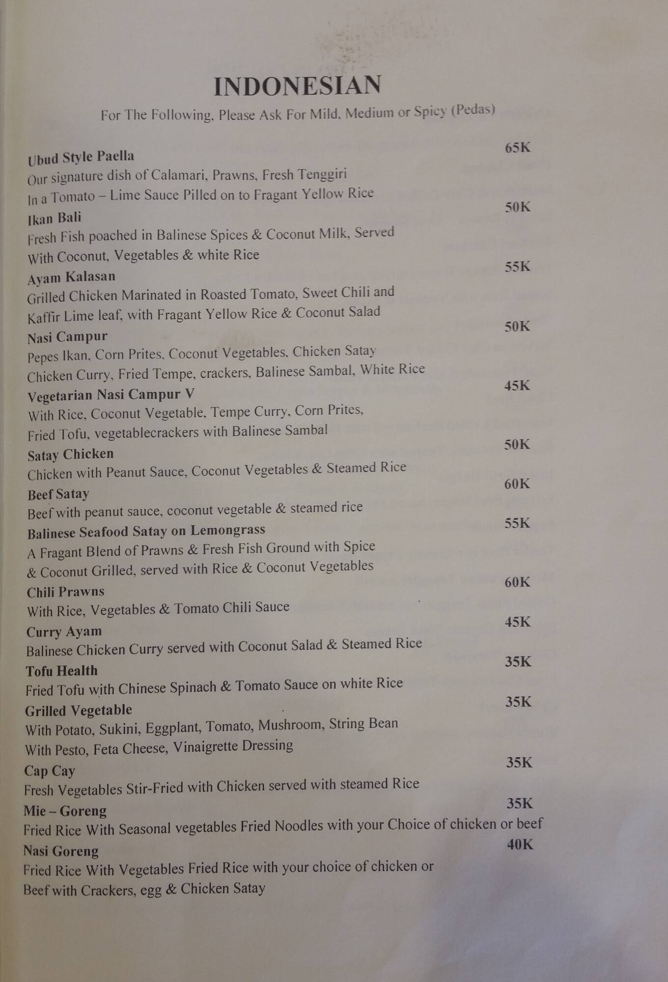 Carta de SAGITARIUS INN & RESTAURANT