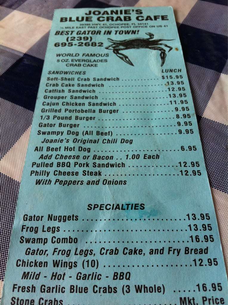 Joanie's Blue Crab Cafe Menu Urbanspoon/Zomato