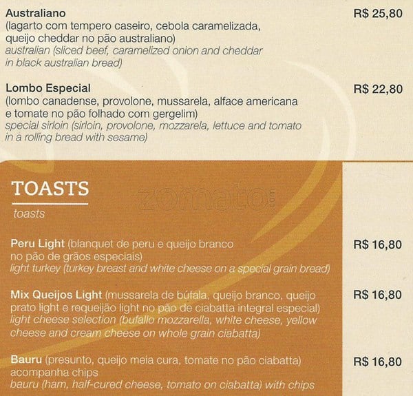 Fran's Café Pio XI cardápio