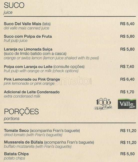 Fran's Café Pio XI cardápio