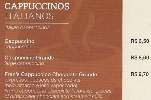 Fran's Café Pio XI cardápio