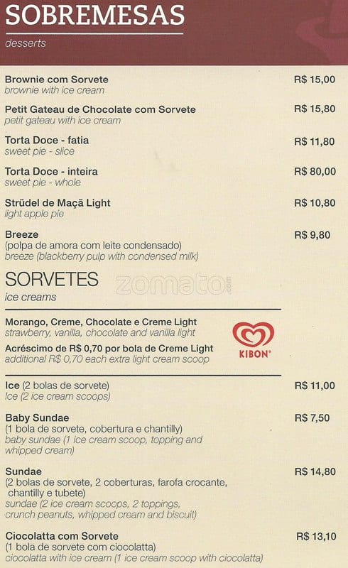 Fran's Café Pio XI cardápio