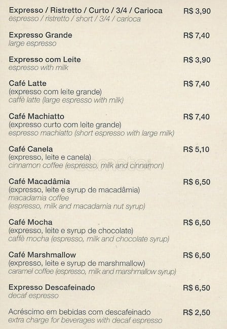 Fran's Café Pio XI cardápio