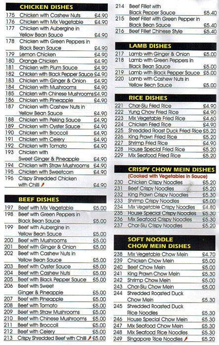 Magic Kitchen menu