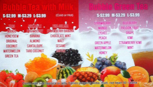 Carta de Kin Kin Bubble Tea