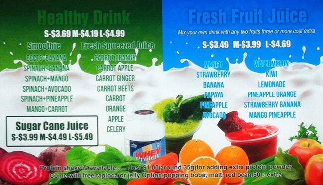 Carta de Kin Kin Bubble Tea