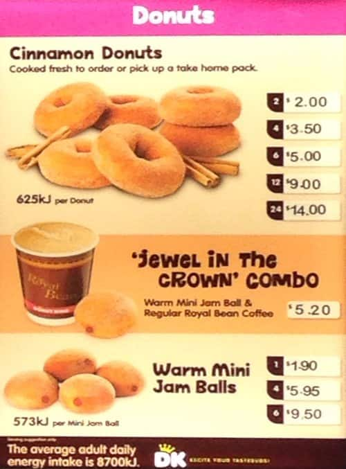 Donut King Carlingford menu