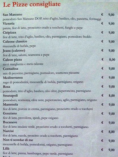 Menu di CiriPizza 