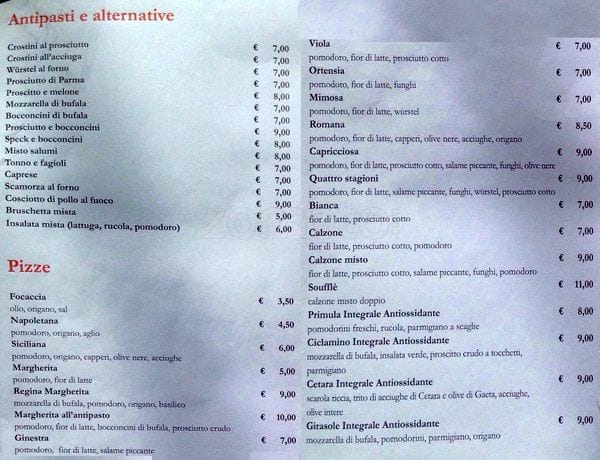 Menu di CiriPizza 