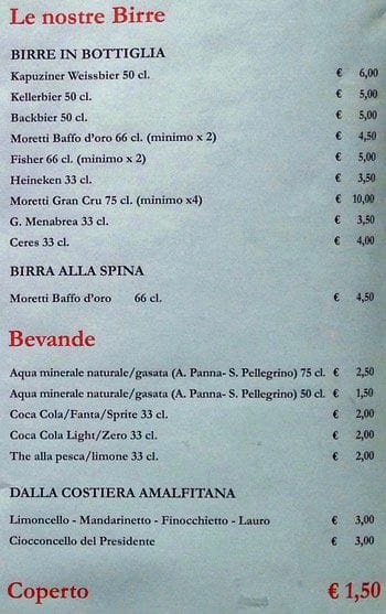 Menu di CiriPizza 
