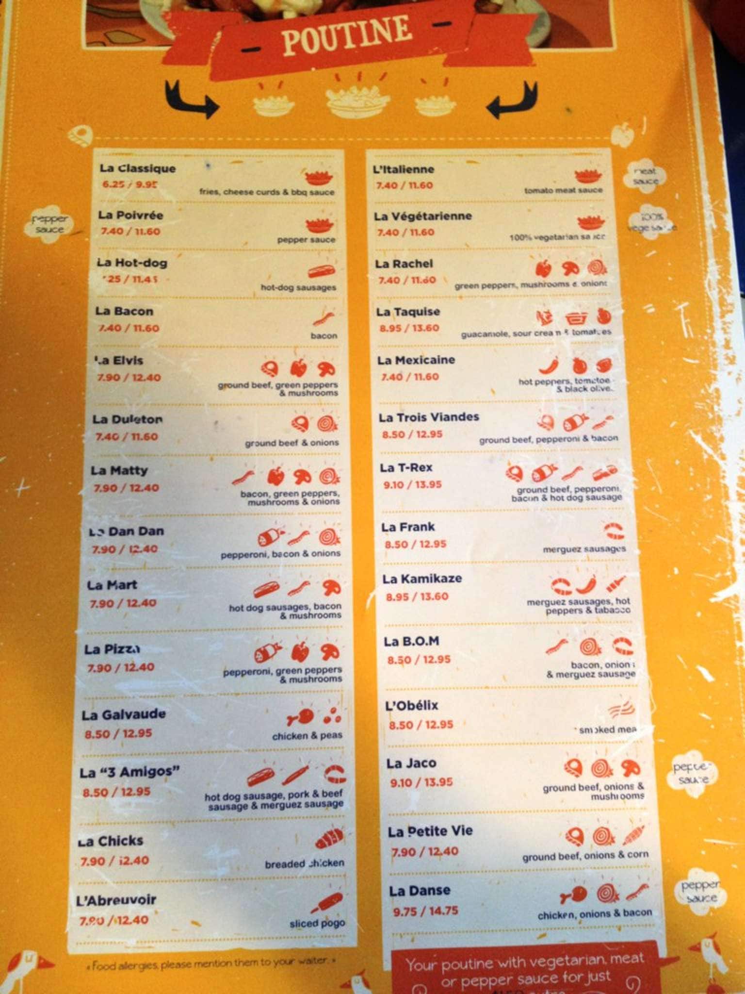 Creperie la banquise menu