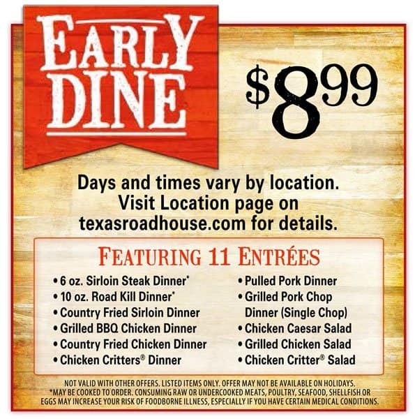 Printable Texas Roadhouse Menu