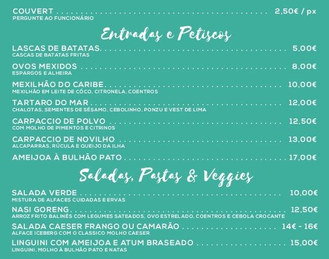 Praia Sea, Salt and Pepper Menu Zomato Portugal