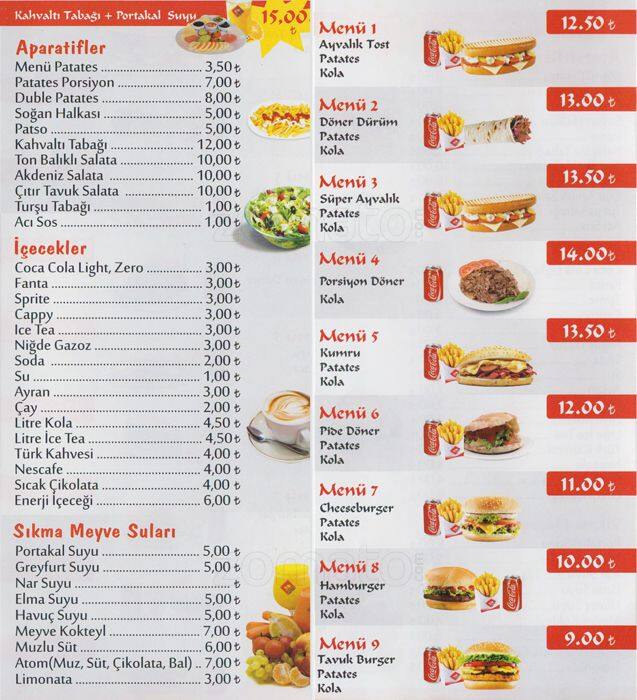 Menu at Etiler Marmaris, Istanbul, Rumeli Cad. No:40