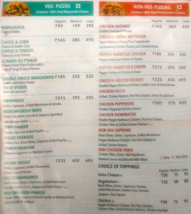 Domino's Pizza Pallikaranai, Chennai menu