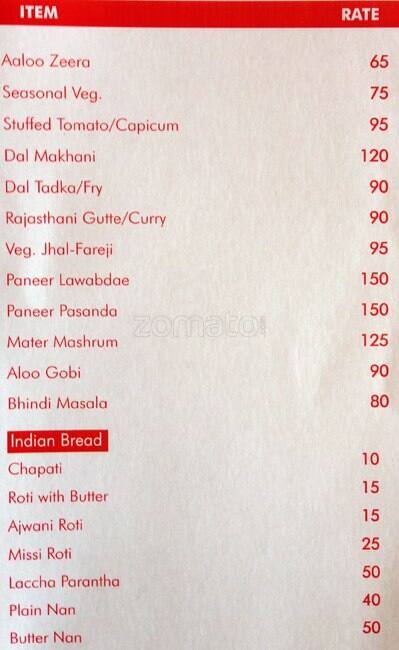Hotel Vijay Niwas menu