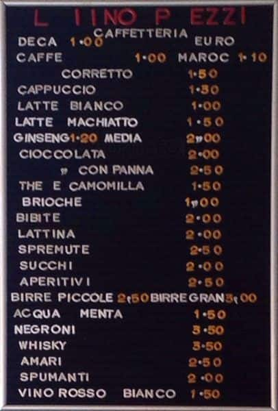 Menu di Bar Paninoteca L'artista 