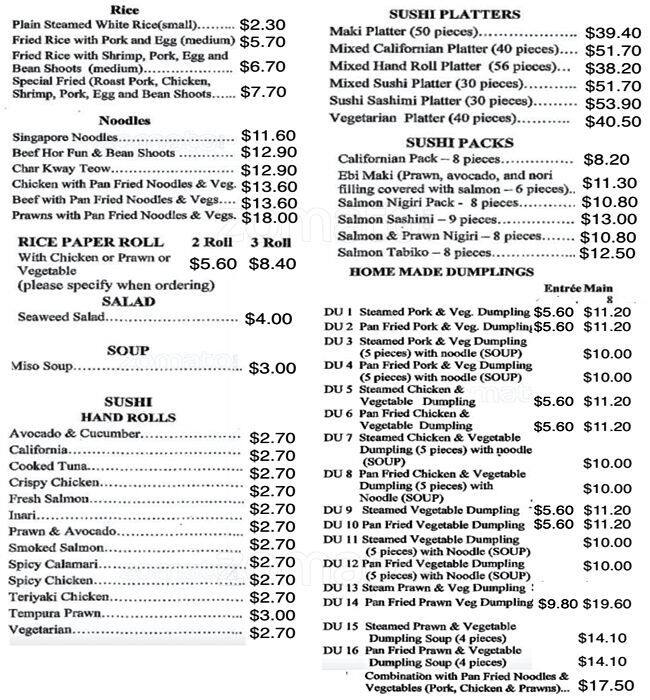 Wong's Cafe Menu, Menu for Wong's Cafe, Elsternwick, Melbourne ...