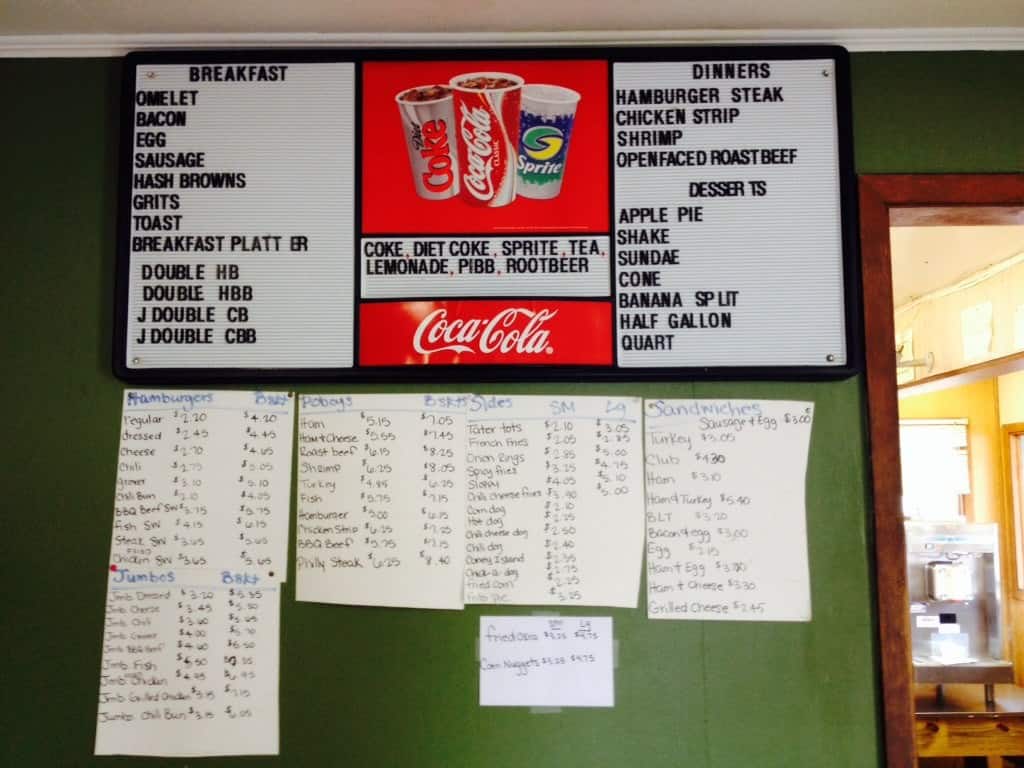 Menu at Holloway's Dairy Bar, Laurel, Highway 84 W
