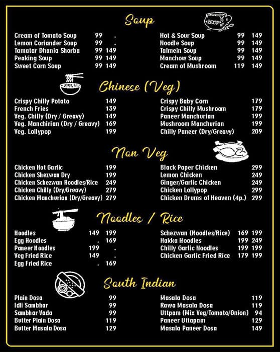 Menu of Spice Route, Husain Ganj, Lucknow