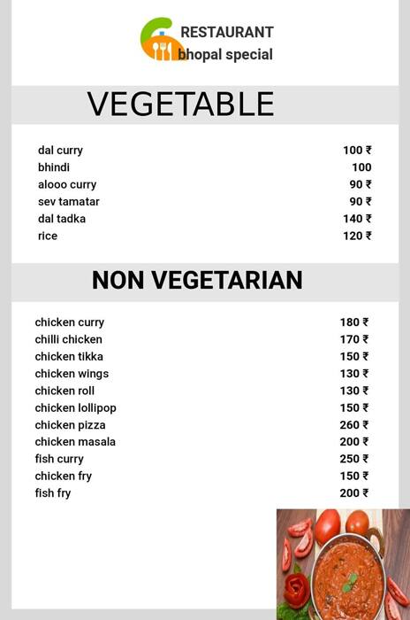 Menu of Bhopal Special, Airport Area, Bhopal