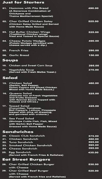 Queen's Cafe Menu, Menu for Queen's Cafe, Kollupitiya, Colombo 03 ...