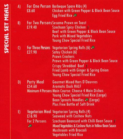Eastern Star menu