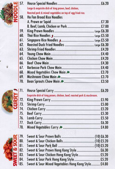 Eastern Star menu