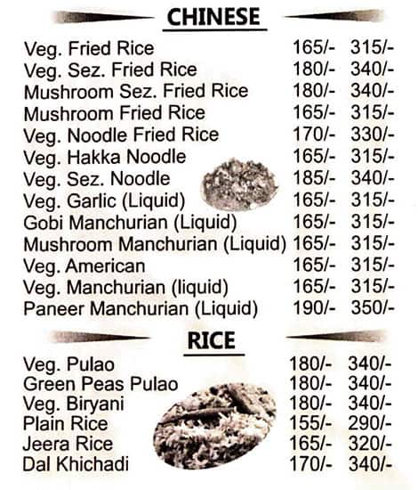 Choice Only Veg menu