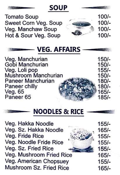 Choice Only Veg menu