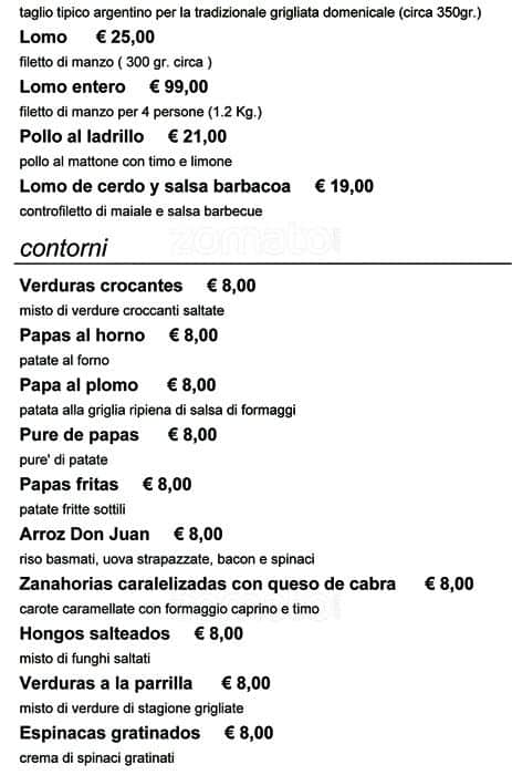 Menu di Don Juanito 