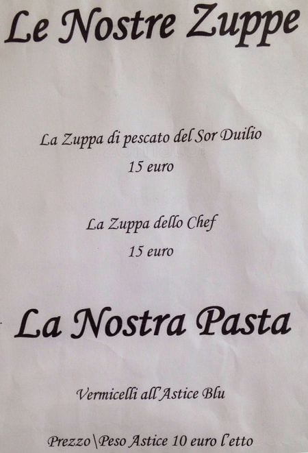 Menu di Pescheria Sor Duilio 