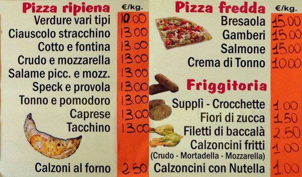 Menu di Pizzeria Pizza Margherita....pizza a taglio 