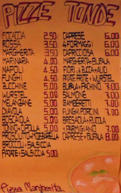 Menu di Pizzeria Pizza Margherita....pizza a taglio 