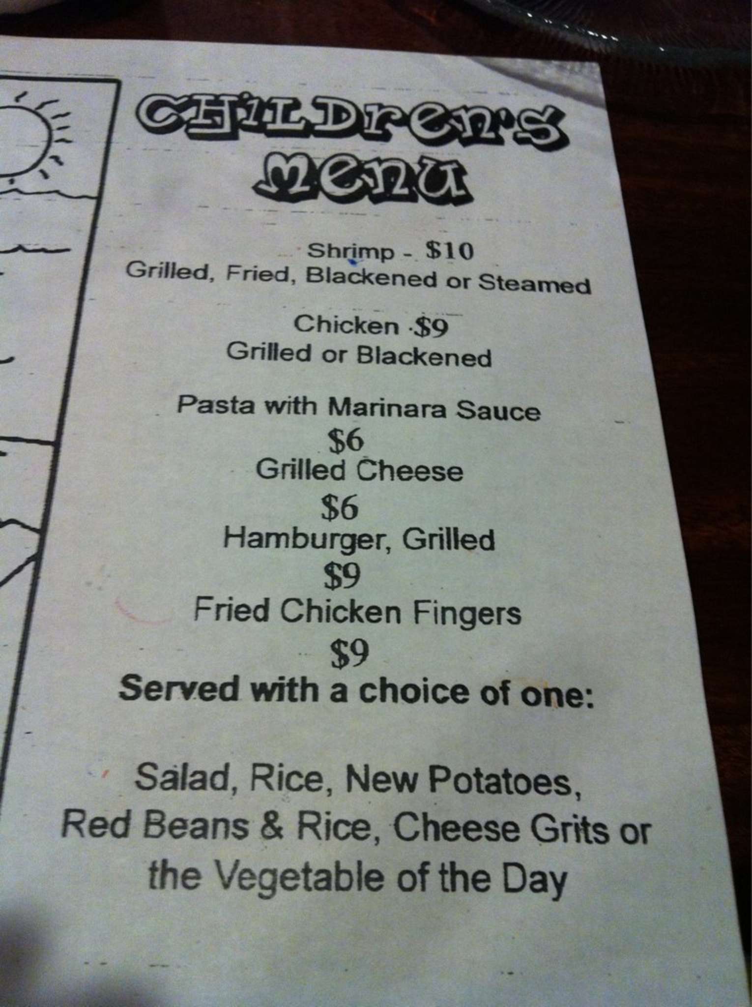 Menu at Crabdaddy's Seafood BarGrill, Saint Simons Island