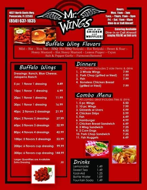 wings menu