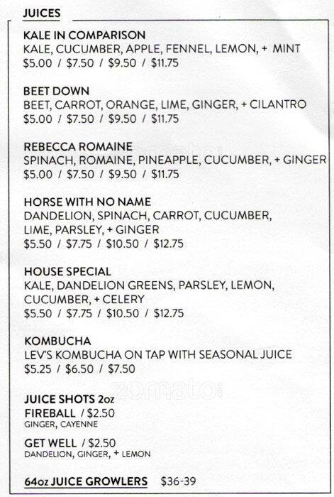 Menu at Native Co. pub & bar, San Francisco, 168 Sutter St