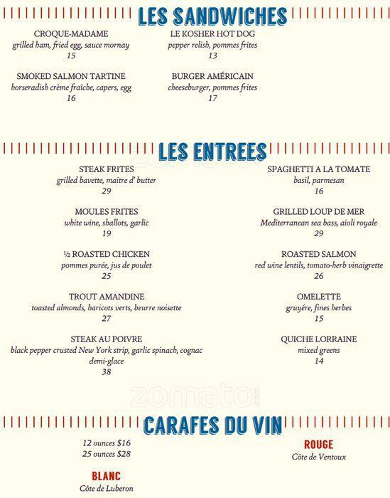 Menu at Le Zoo - French Restaurant Miami Beach, Bal Harbour