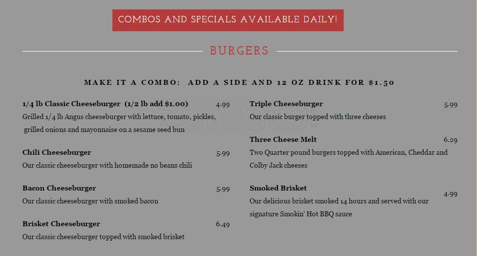 Menu at Smokin' Hot Grill BBQ, Garland