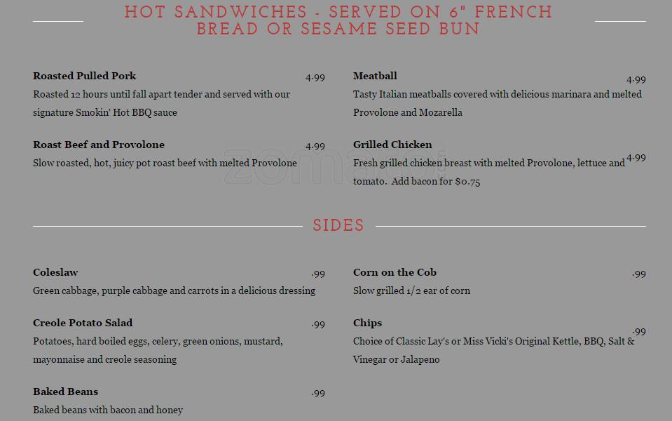 Menu at Smokin' Hot Grill BBQ, Garland