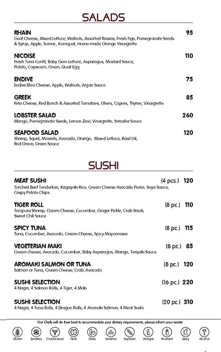 Menu of Rhain Restaurant - Conrad Dubai, Trade Centre Area, Dubai