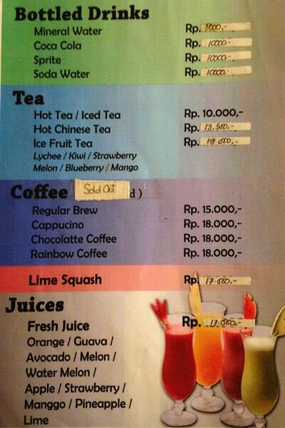 Menu at Rainbow Kitchen cafe, Jakarta, Jl. Kelapa Gading Boulevard