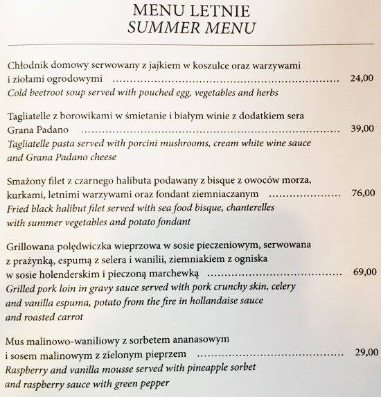 Trylogia Restaurant Hotel Radisson Blu Sobieski menu Gastronauci/Zomato