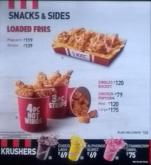 KFC menu