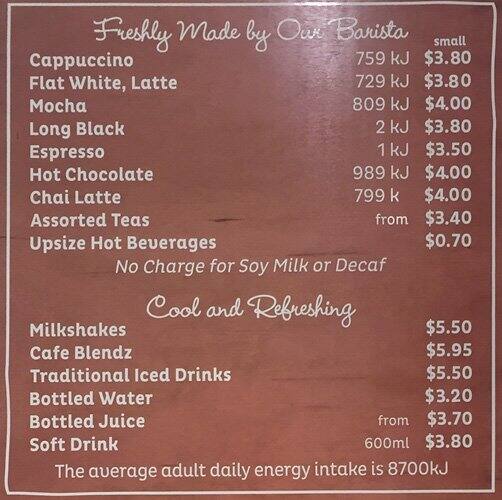 Muffin Break Menu, Menu for Muffin Break, Chatswood, Sydney