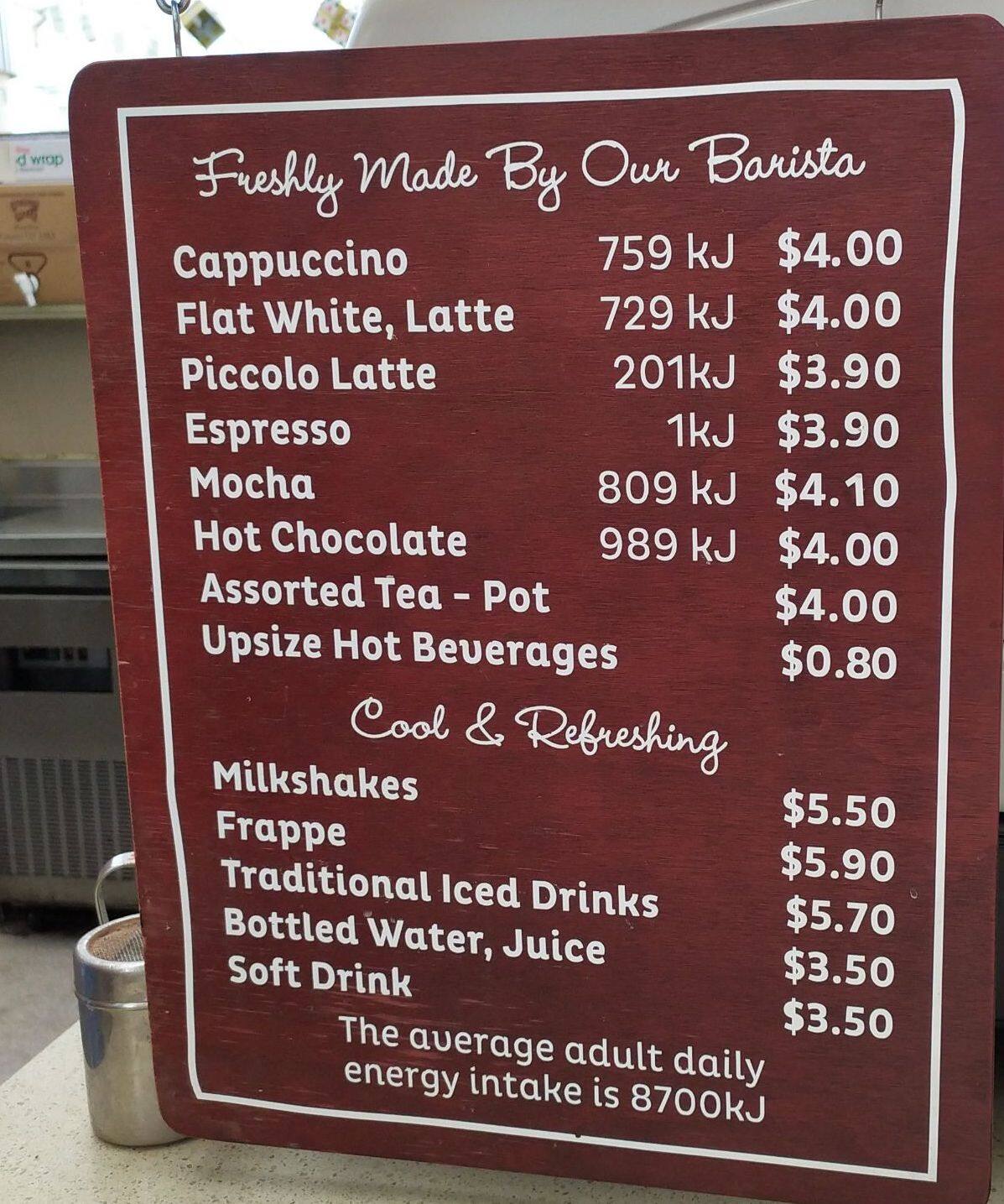 Muffin Break Menu, Menu for Muffin Break, Sylvania, Sydney Urbanspoon