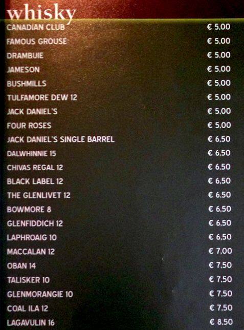 Menu di Matricola Pub 